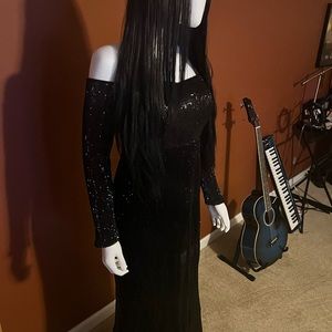 Black sequin long gown with lining